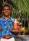 MALDIVE ISLANDS, waiter with cocktails on tray, posing for photo, MAL621JPL