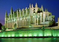 MALLORCA, Palma, La Seu Cathedral and and fortress wall, night illuminations, SPN1429JPL