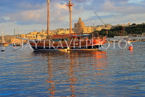 MALTA, Sliema, seafront view towards Valletta, at sunset, MLT901JPL