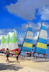 MAURITIUS, North Coast, sailboats on beach (near Grand Bay), MRU109JPL