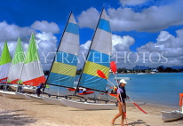 MAURITIUS, North Coast, sailboats on beach (near Grand Bay), MRU113JPL