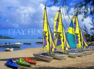 MAURITIUS, North East Coast, beach with sailboats, near Legends Hotel, MRU118JPL