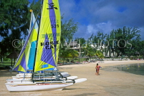 MAURITIUS, North East Coast, beach with sailboats, near Legends Hotel, MRU394JPL