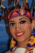 MEXICO, Nayarit, Cora Indian girl in traditional dress, headgear, MEX659JPL