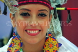 MEXICO, Nayarit, Cora Indian girl in traditional dress, headgear, MEX700JPL