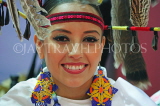 MEXICO, Nayarit, Cora Indian girl in traditional dress, headgear, MEX701JPL