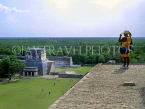 MEXICO, Yucatan, CHICHEN ITZA, Grandstand Ball Court view (from El Castillo pyramid), MEX566JPL