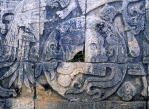 MEXICO, Yucatan, CHICHEN ITZA, Mayan sites, granite walll carvings on Ball Court, MEX638JPL
