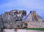 MEXICO, Yucatan, CHICHEN ITZA, Snake Head carving, Mayan sites, MEX535JPL