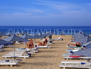 MOROCCO, Agadir, beach, sunbathers and sunbeds, MOR253JPL