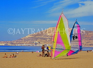 MOROCCO, Agadir, beach and windsurf sails, MOR449JPL