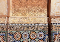 MOROCCO, Marrakesh, Ben Youssef Merdersa (Koranic school), tile mosaics detail, MOR352JPL