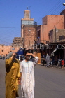 MOROCCO, Marrakesh, Medina (old town) street and two women, MOR147JPL