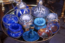 MOROCCO, Marrakesh, Medina souk, antique pottery and ceramics, MOR429JPL