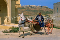 Malta, GOZO, farmer in donkey drawn cart, MLT723JPL