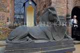 SCOTLAND, Edinburgh, Edinburgh Castle, statue of horse with shield, SCO1129JPL