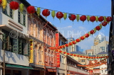 SINGAPORE, Chinatown, traditional shop-houses, and decorated street, SIN933JPL