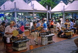 SINGAPORE, Hawker Centre, stall cooking and selling Sate, SIN142JPL