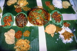 SINGAPORE, Little India, restaurant, rice and curry (Fish Head) served on banana leaf, SIN298JPL