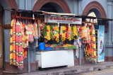 SINGAPORE, Little India, stall selling floral garlands for temple offerings, SIN801JPL