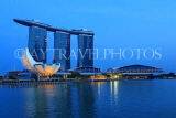 SINGAPORE, Marina Bay, Marina Bay Sands Hotel and ArtScience Museum, night view, SIN1136JPL