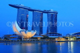 SINGAPORE, Marina Bay, Marina Bay Sands Hotel and ArtScience Museum, night view, SIN1137JPL