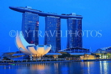 SINGAPORE, Marina Bay, Marina Bay Sands Hotel and ArtScience Museum, night view, SIN1138JPL