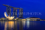 SINGAPORE, Marina Bay, Marina Bay Sands Hotel and ArtScience Museum, night view, SIN1141JPL