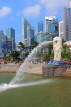 SINGAPORE, Marina Bay, Merlion Park, Merlion statue, and city skyline, SIN1208PL