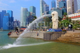 SINGAPORE, Marina Bay, Merlion Park, Merlion statue, and city skyline, SIN1210PL
