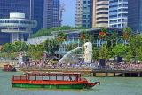 SINGAPORE, Marina Bay, Merlion Park, sightseeing boat and Merlion statue, SIN1211PL