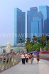 SINGAPORE, Marina Bay, promenade, towards Merlion statue, Singapore skyline, SIN1421JPL