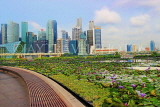 SINGAPORE, Marina Bay promenade, lily pond, and Singapore skyline, SIN1283JPL