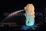 SINGAPORE, Merlion statue, night view, SIN563JPL