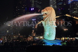 SINGAPORE, Merlion statue, night view, SIN569JPL