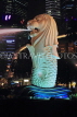 SINGAPORE, Merlion statue, night view, SIN570JPL