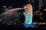 SINGAPORE, Merlion statue, night view, SIN574JPL