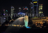 SINGAPORE, Merlion statue, night view, SIN575JPL