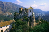 SPAIN, Alicante Province, GUADALEST, bell tower and mountains, SPN111JPL