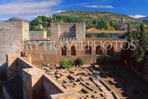 SPAIN, Andalucia, GRANADA, Alcazabar Fortress, view from watch tower (Torre de la Vela), SPN150JPL