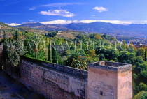 SPAIN, Andalucia, GRANADA, Alcazabar Fortress, watch tower, Sierra Nevada Mountains, SPN148JPL