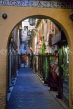 SPAIN, Andalucia, GRANADA, Old Town, Artesan's Quarter street and shops, SP122JPL