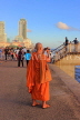 SRI LANKA, Colombo, Galle Face Green, Buddhist monk taking photos, SLK5245JPL