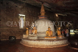 SRI LANKA, Dambulla Cave Temple (Golden Temple), Buddha statues and chedi in cave, SLK2892JPL