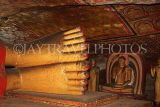 SRI LANKA, Dambulla Cave Temple (Golden Temple), reclining Buddha statue (feet) in cave, SLK2778JPL