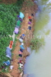 SRI LANKA, Gampola, Mahaweli Ganga (river), clothes drying the river banks, SLK4151JPL