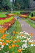 SRI LANKA, Kandy, Peradeniya Botanical Gardens, Flower Garden, and visitors, SLK5050JPL
