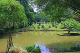 SRI LANKA, Kandy, Peradeniya Botanical Gardens, lake and rock border area, SLK4949JPL