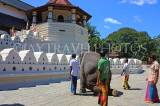 SRI LANKA, Kandy, Temple of the Tooth (Dalada Maligawa), and elephant trained to kneel before temple, SLK2903JPL