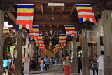 SRI LANKA, Kandy, Temple of the Tooth (Dalada Maligawa), main hall, and Buddhist flags, SLK3470JPL